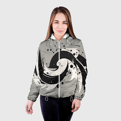 Женская куртка Инь-янь абстракция - нейроарт / 3D-Белый – фото 4