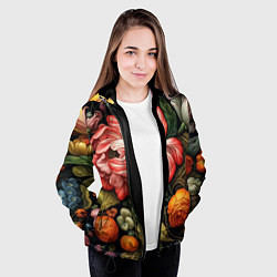 Куртка с капюшоном женская Набивной рисунок, цвет: 3D-черный — фото 2