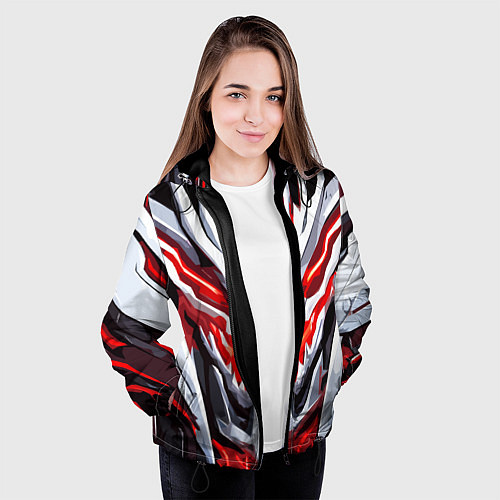 Женская куртка Абстрактный красный кибер демон / 3D-Черный – фото 3