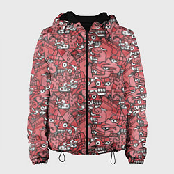 Куртка с капюшоном женская Ацтеки и звери, цвет: 3D-черный