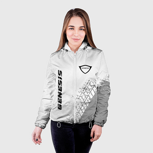 Женская куртка Genesis speed на светлом фоне со следами шин верти / 3D-Белый – фото 4