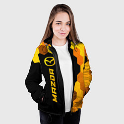 Куртка с капюшоном женская Mazda - gold gradient по-вертикали, цвет: 3D-черный — фото 2