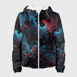 Куртка с капюшоном женская Цветные клубы дыма, цвет: 3D-белый