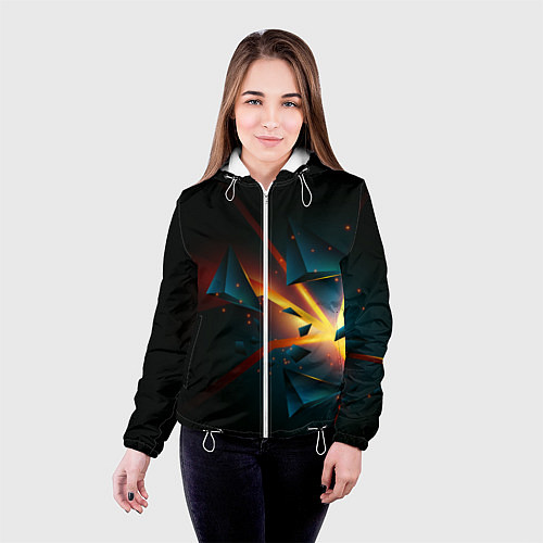 Женская куртка Разлом плиты - абстрактная расщелина / 3D-Белый – фото 4