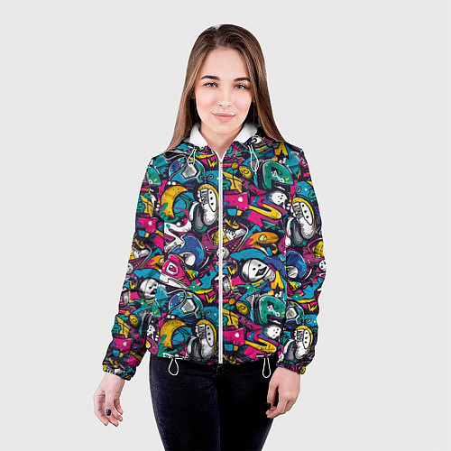Женская куртка Граффити спортивные принадлежности / 3D-Белый – фото 4