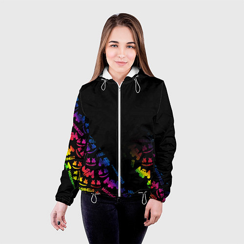 Женская куртка Marshmello neon dj / 3D-Белый – фото 4