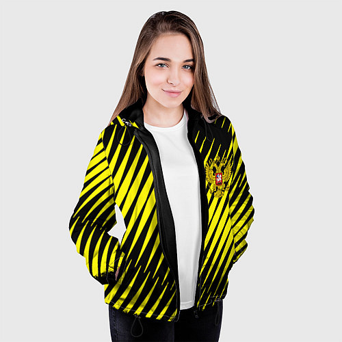Женская куртка Герб РФ абстракция / 3D-Черный – фото 3