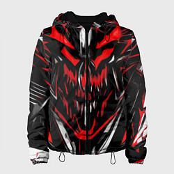 Женская куртка Красно-белое абстрактное лицо на чёрном фоне
