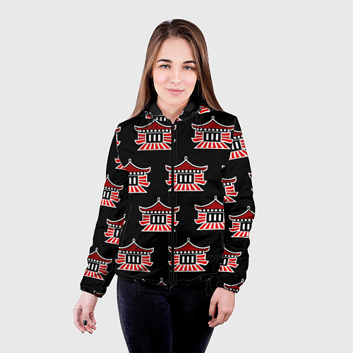 Женская куртка Буддистские символы - японские атрибуты / 3D-Черный – фото 4