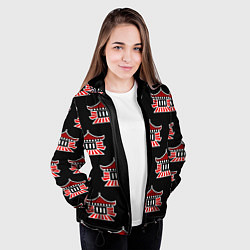 Куртка с капюшоном женская Буддистские символы - японские атрибуты, цвет: 3D-черный — фото 2