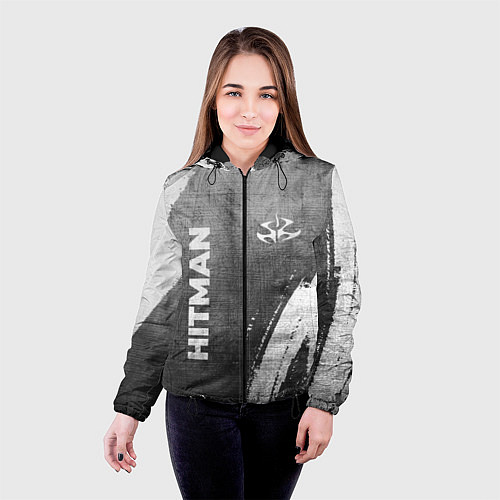 Женская куртка Hitman - grey gradient вертикально / 3D-Черный – фото 4