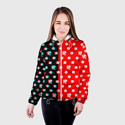 Куртка с капюшоном женская Roblox glitch pattern, цвет: 3D-белый — фото 2