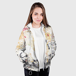 Куртка с капюшоном женская Стена с потрескавшейся краской и надписи, цвет: 3D-белый — фото 2