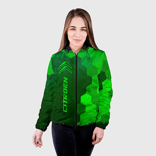 Женская куртка Citroen - green gradient по-вертикали / 3D-Черный – фото 4