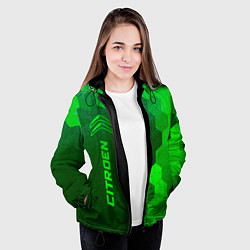 Куртка с капюшоном женская Citroen - green gradient по-вертикали, цвет: 3D-черный — фото 2