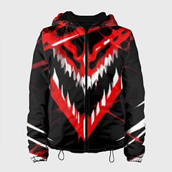 Женская куртка Красно-белая пасть на чёрном фоне