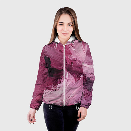 Женская куртка Розовые краски / 3D-Белый – фото 4