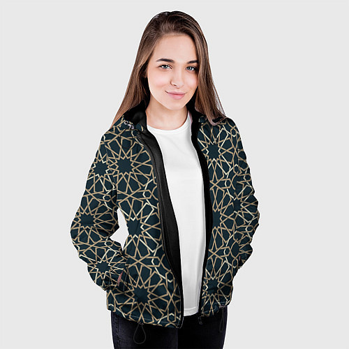 Женская куртка Геометрический паттерн арабеска / 3D-Черный – фото 3