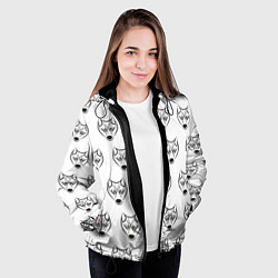 Куртка с капюшоном женская Паттерн волк, цвет: 3D-черный — фото 2