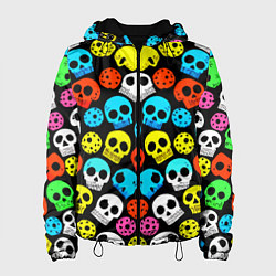 Женская куртка Прикольный цветной паттерн из черепков - нейроарт