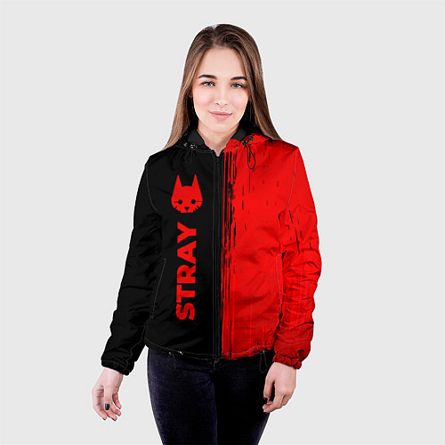Женская куртка Stray - red gradient по-вертикали / 3D-Черный – фото 4
