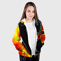 Куртка с капюшоном женская Фрактальный узор абстракция, цвет: 3D-белый — фото 2