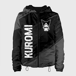 Женская куртка Kuromi glitch на темном фоне вертикально