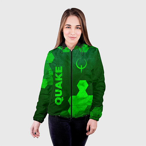 Женская куртка Quake - green gradient вертикально / 3D-Черный – фото 4