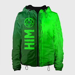 Куртка с капюшоном женская HIM - green gradient по-вертикали, цвет: 3D-черный