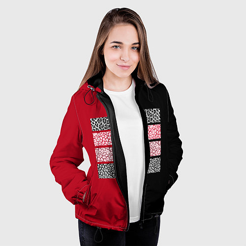 Женская куртка Черно красная тигровая аппликация / 3D-Черный – фото 3