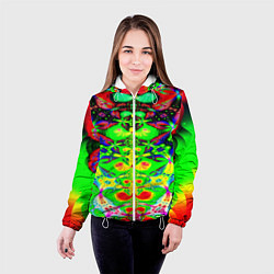 Куртка с капюшоном женская Оптический фрактал кислота, цвет: 3D-белый — фото 2