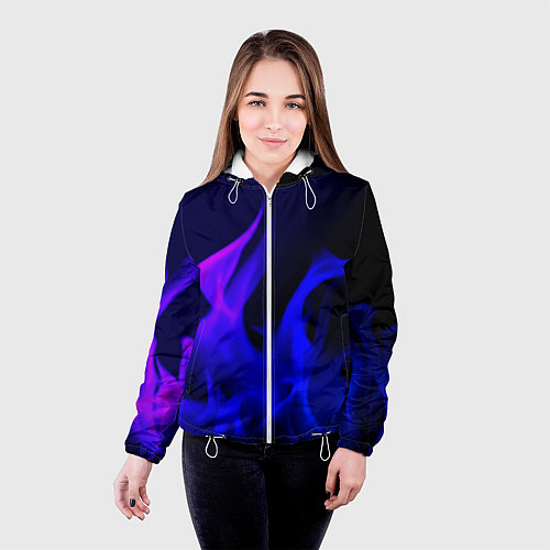 Женская куртка Неоновый огонь текстура / 3D-Белый – фото 4