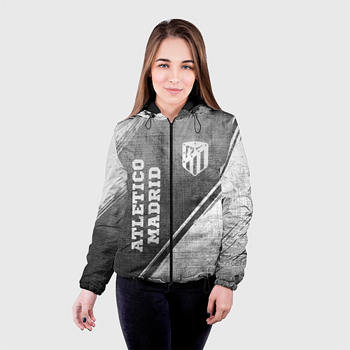 Женская куртка Atletico Madrid - grey gradient вертикально / 3D-Черный – фото 4