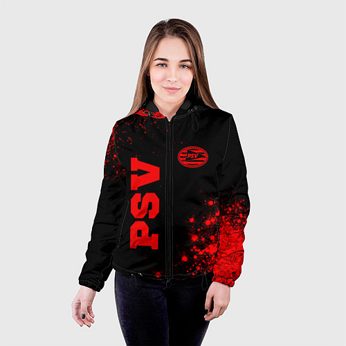 Женская куртка PSV - red gradient вертикально / 3D-Черный – фото 4