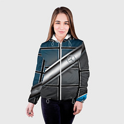 Куртка с капюшоном женская Mercedes benz sport geometry, цвет: 3D-белый — фото 2