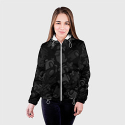 Куртка с капюшоном женская Among us персонажи на черном, цвет: 3D-белый — фото 2