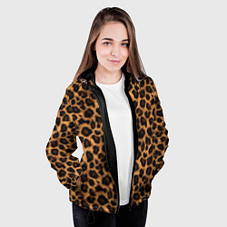 Куртка с капюшоном женская Гладкая шерстка леопарда, цвет: 3D-черный — фото 2
