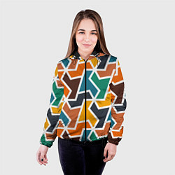 Куртка с капюшоном женская Геометрический узор разноцветный, цвет: 3D-черный — фото 2