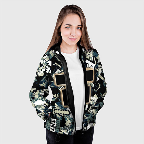 Женская куртка Логотип Minecraft и его персонажи / 3D-Черный – фото 3