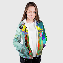 Куртка с капюшоном женская Текстура глитч краски, цвет: 3D-белый — фото 2