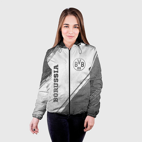 Женская куртка Borussia - white gradient вертикально / 3D-Черный – фото 4