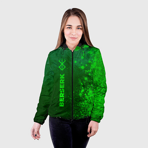 Женская куртка Berserk - green gradient по-вертикали / 3D-Черный – фото 4