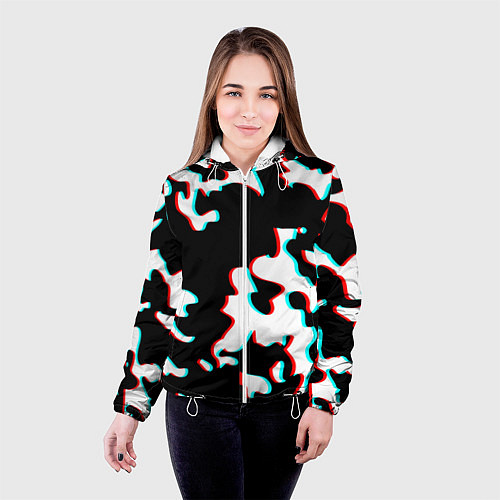 Женская куртка Камуфляж глитч / 3D-Белый – фото 4