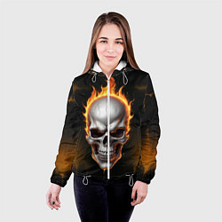 Куртка с капюшоном женская Череп в огне, цвет: 3D-белый — фото 2