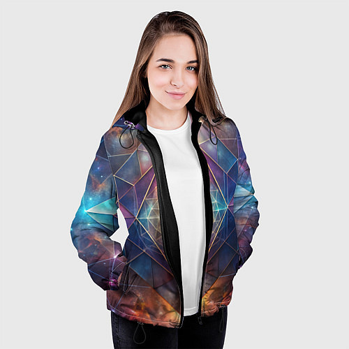 Женская куртка Космическая геометрическая абстракция / 3D-Черный – фото 3