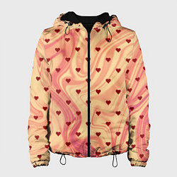 Женская куртка Жёлто-красный абстракция с маленькими сердечками
