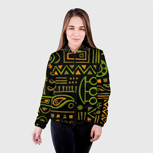 Женская куртка Abstract ethnic theme / 3D-Черный – фото 4