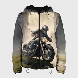 Куртка с капюшоном женская Скетч байкер, цвет: 3D-черный