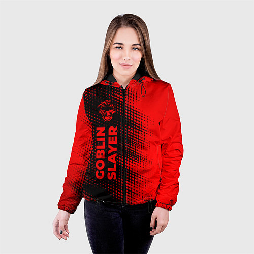 Женская куртка Goblin Slayer - red gradient по-вертикали / 3D-Черный – фото 4
