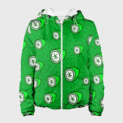 Куртка с капюшоном женская Лимонный паттерн, цвет: 3D-белый